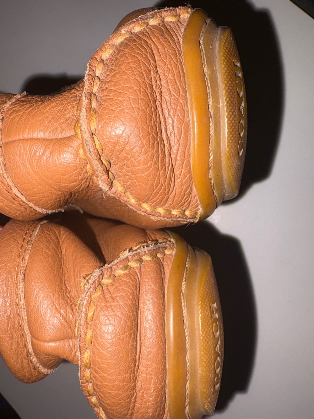 COACH Women's Brown Tan Leather Moccasin Loafers MARY LOCK UP size 10 - Picture 9 of 12